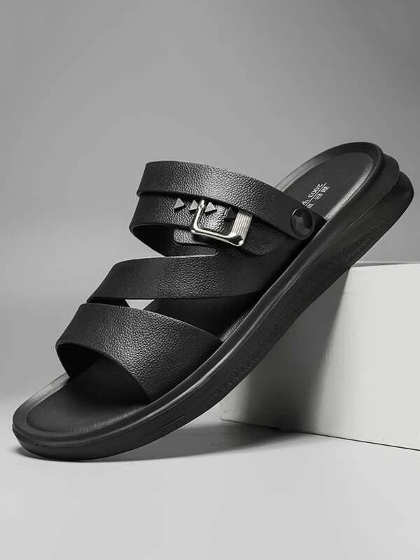 Men Buckle Black Decor Two Way Wear Slides Your Daily Store Online