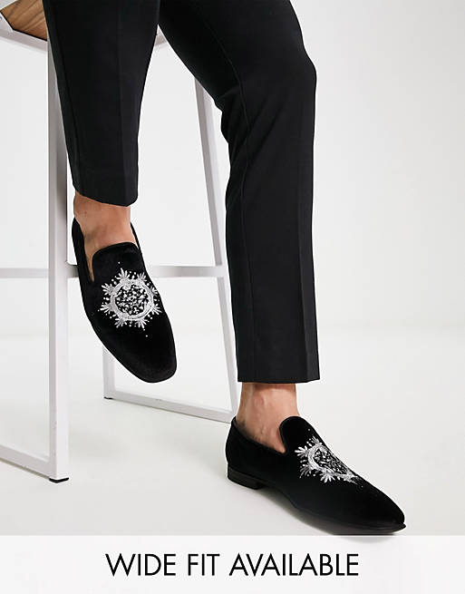 Mens black and hot sale silver loafers