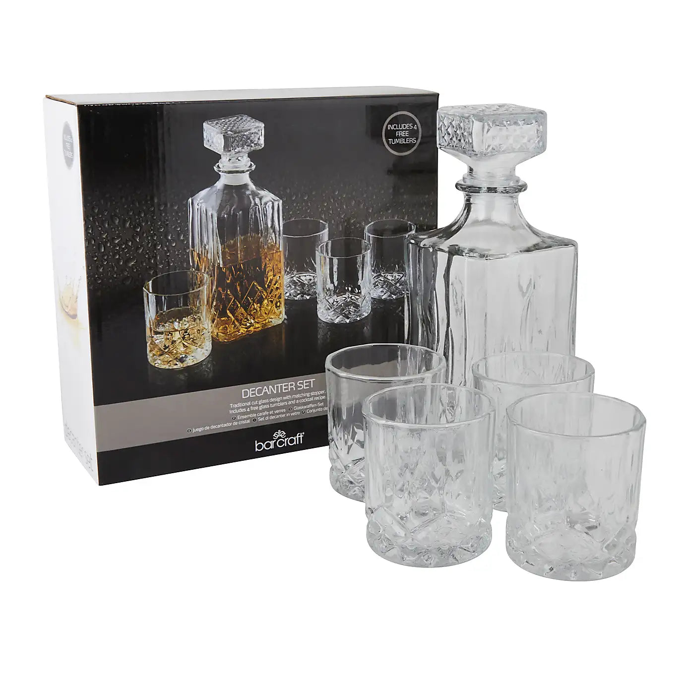 Barcraft Cut Glass Effect Decanter Set 900ml Your Daily Store Online