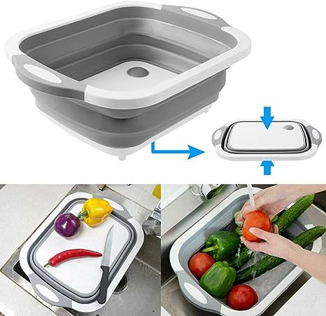 1pc 3 In 1 Multi-functional Folding Cutting Board, With Drain