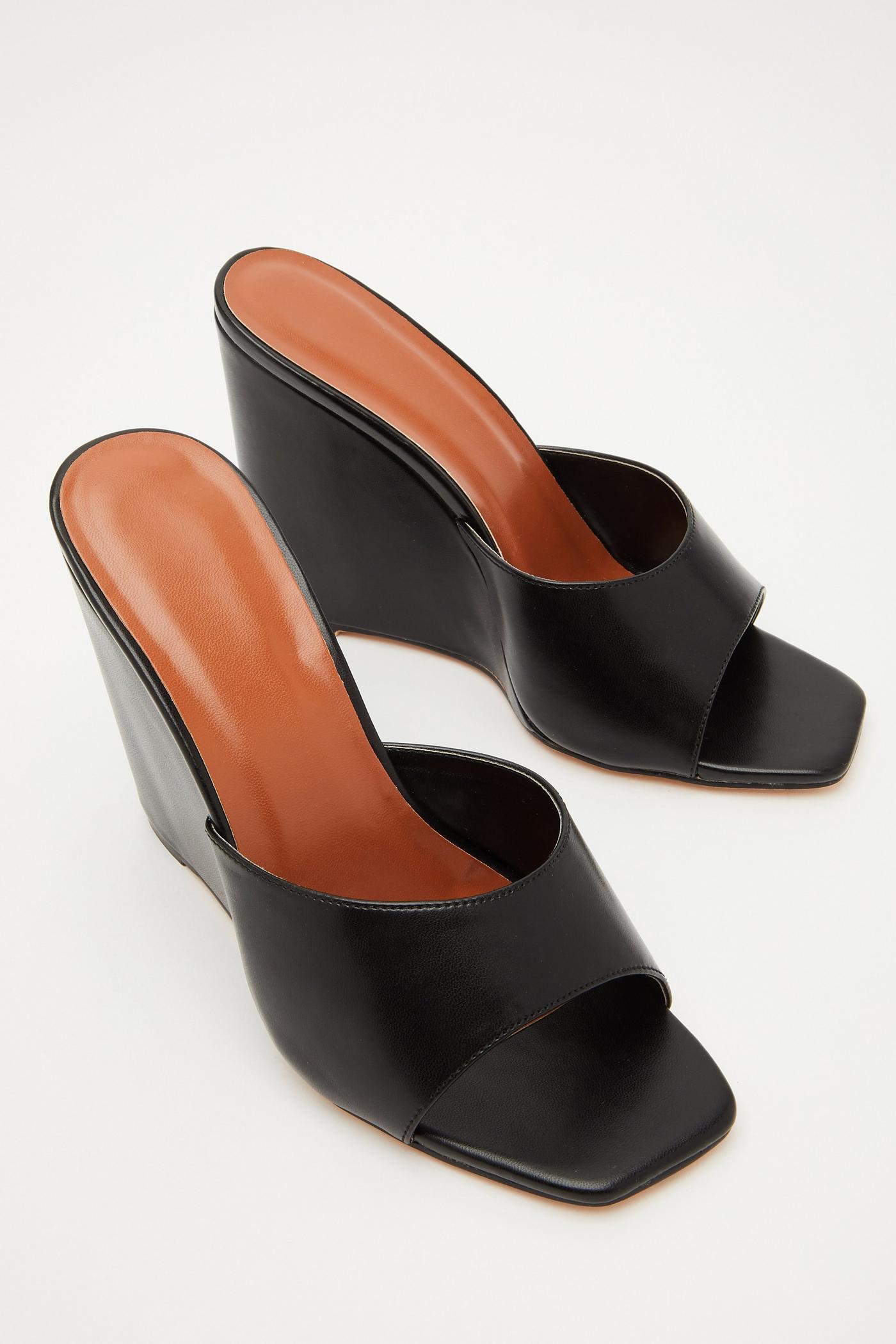 Black mule online wedges