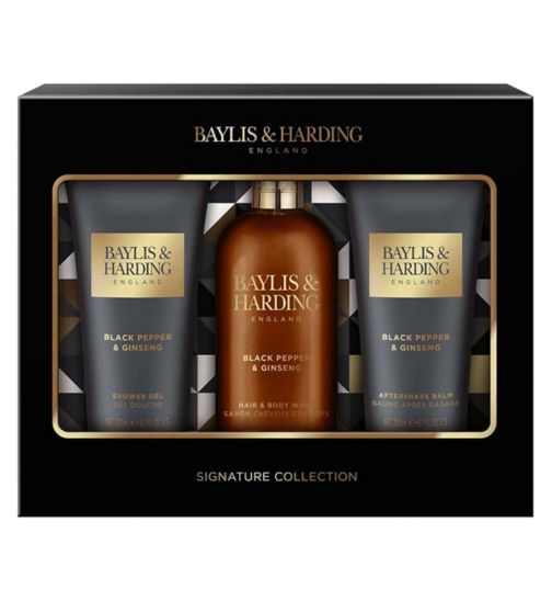 Baylis & Harding Signature Men's Black Pepper & Ginseng Luxury Bathing Trio Gift Set