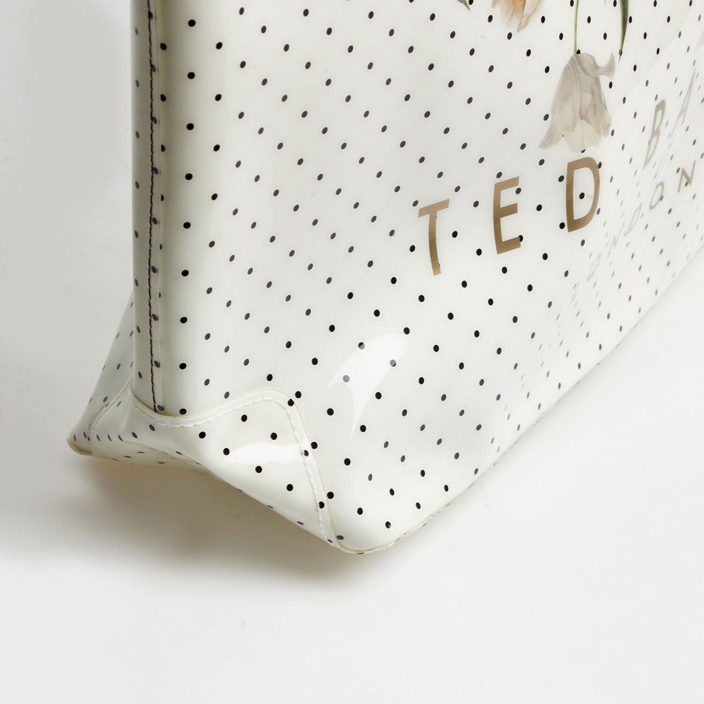 TED BAKER Black & White Polka Dot Floral Caitcon Tote Bag