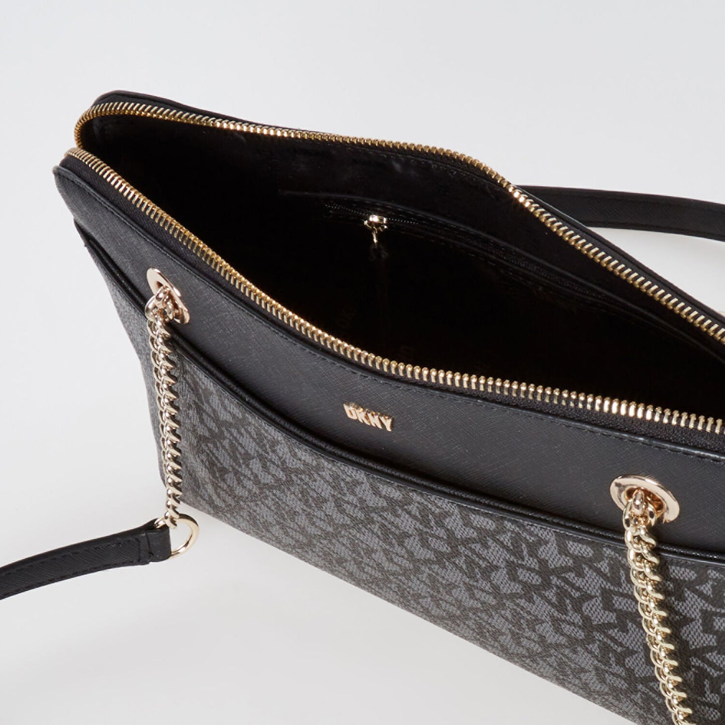 DKNY Black & Grey Logo Bryant Park Shoulder Bag
