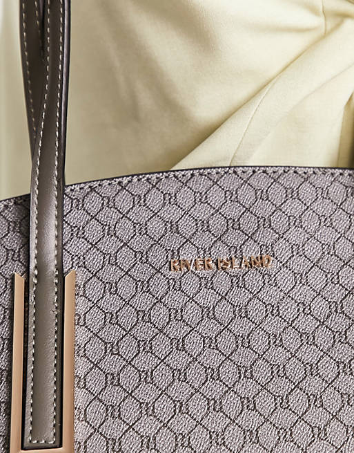 River Island Rounded Top Shopper Bag in Grey