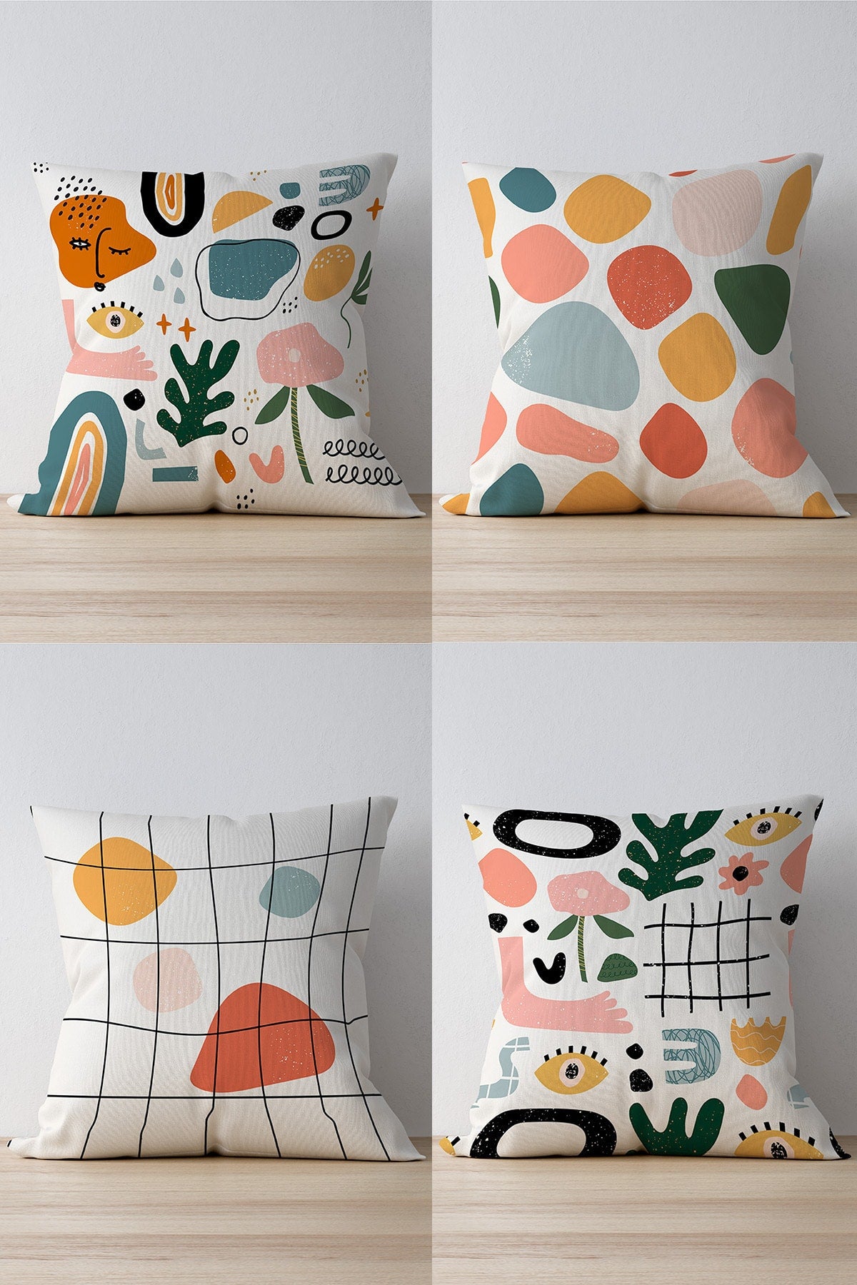 PillovelandDouble Sided Printed Abstract Patterned 4-Piece Suede Cushion Cover Size: Pink