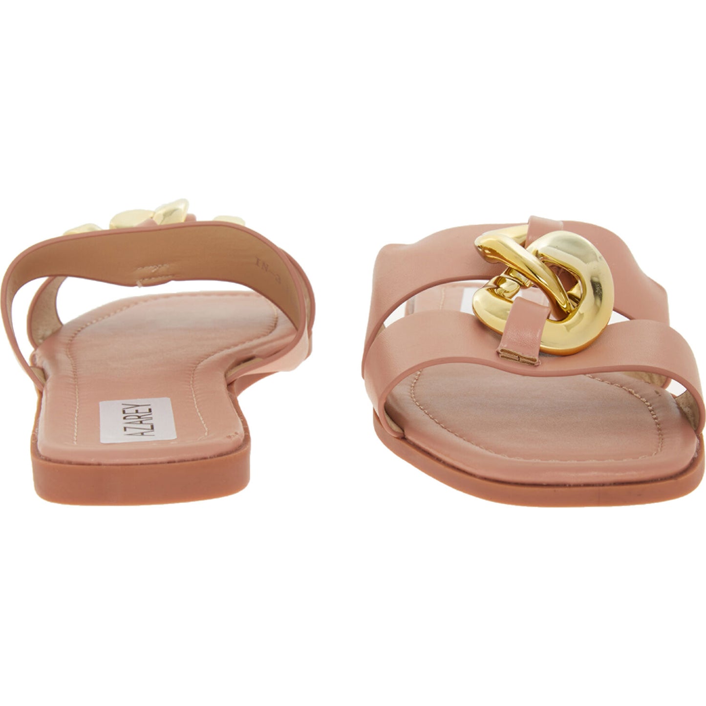 AZAREY Pink Double Strap Flat Sandals