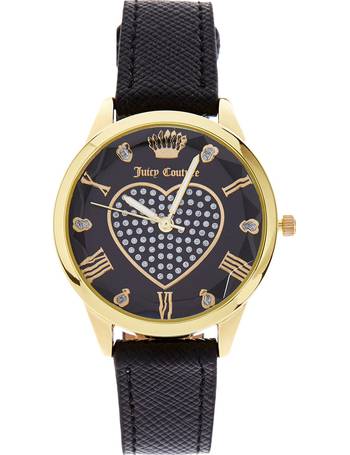 JUICY COUTURE Black & Yellow Gold Tone Heart Watch