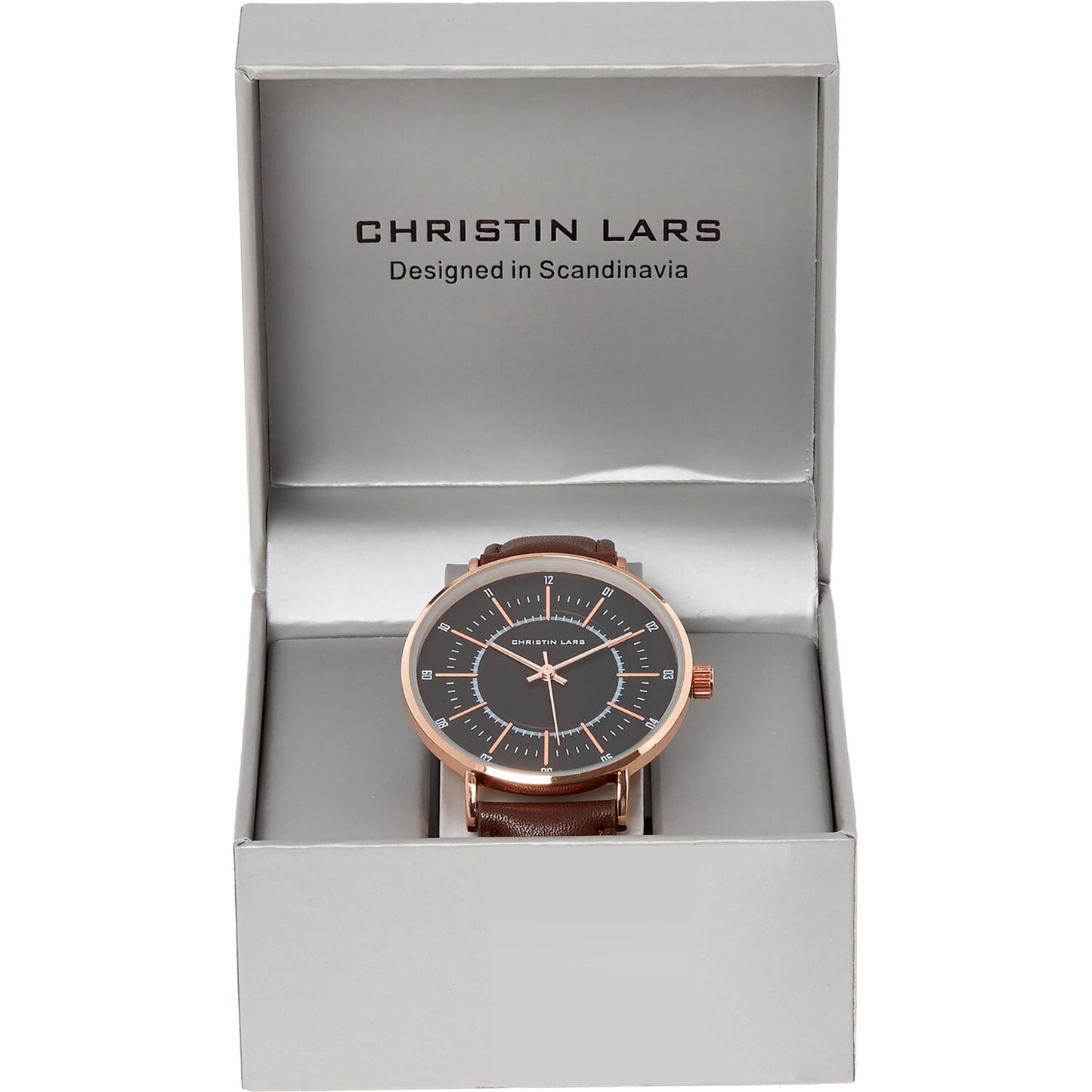 CHRISTIN LARS Brown & Black Index Dial Watch