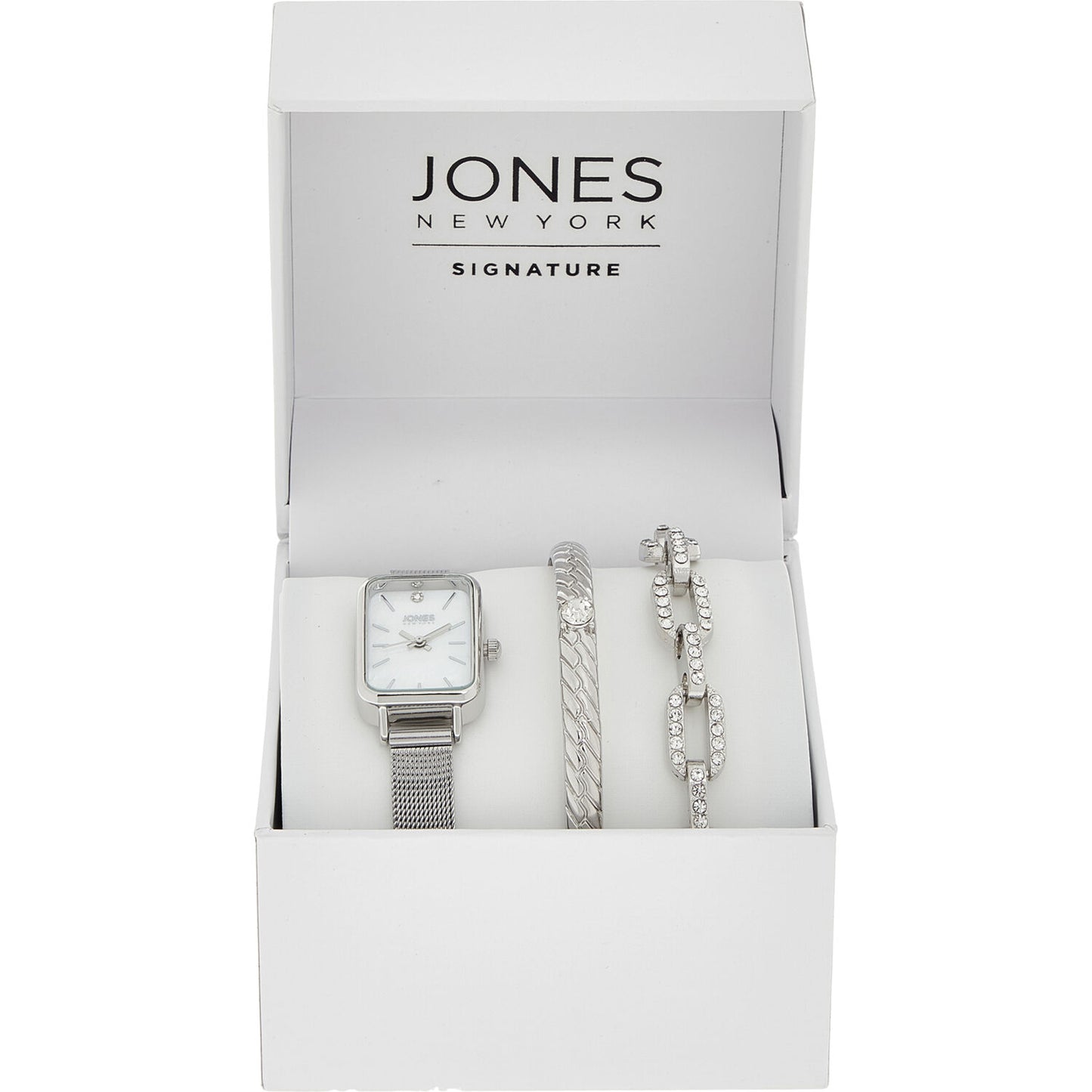 JONES NEW YORK Silver Tone Analogue Watch & Bracelets Set