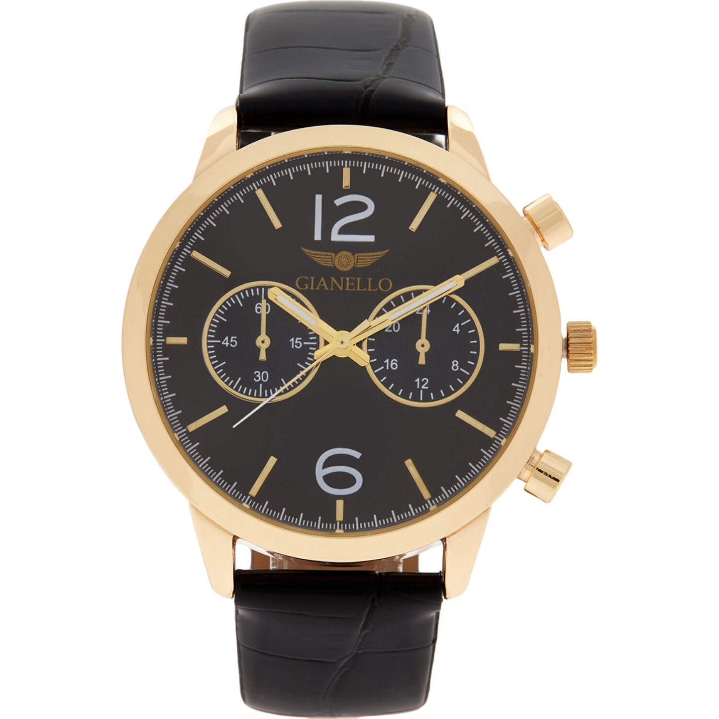 GIANELLO Black Croc Strap Watch