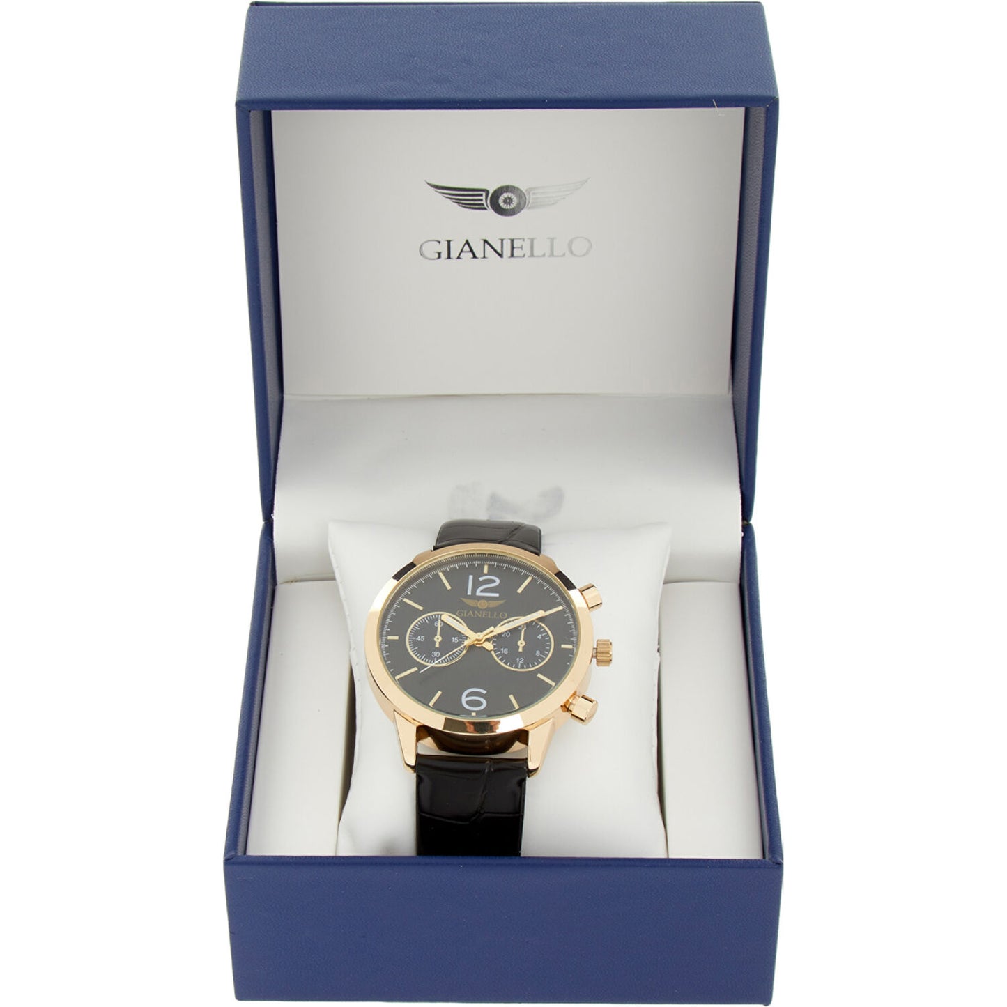 GIANELLO Black Croc Strap Watch