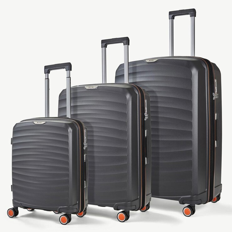 Rock Sunwave 3 Piece Hardside Luggage Set in Charcoal