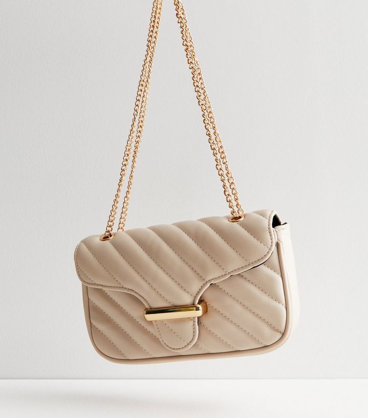 NEW LOOK Leather-Look Quilted Chain Strap Shoulder Bag