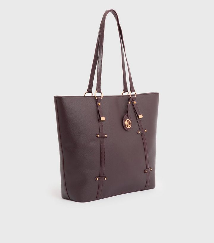 New Look Dark Brown Leather-Look Tote Bag