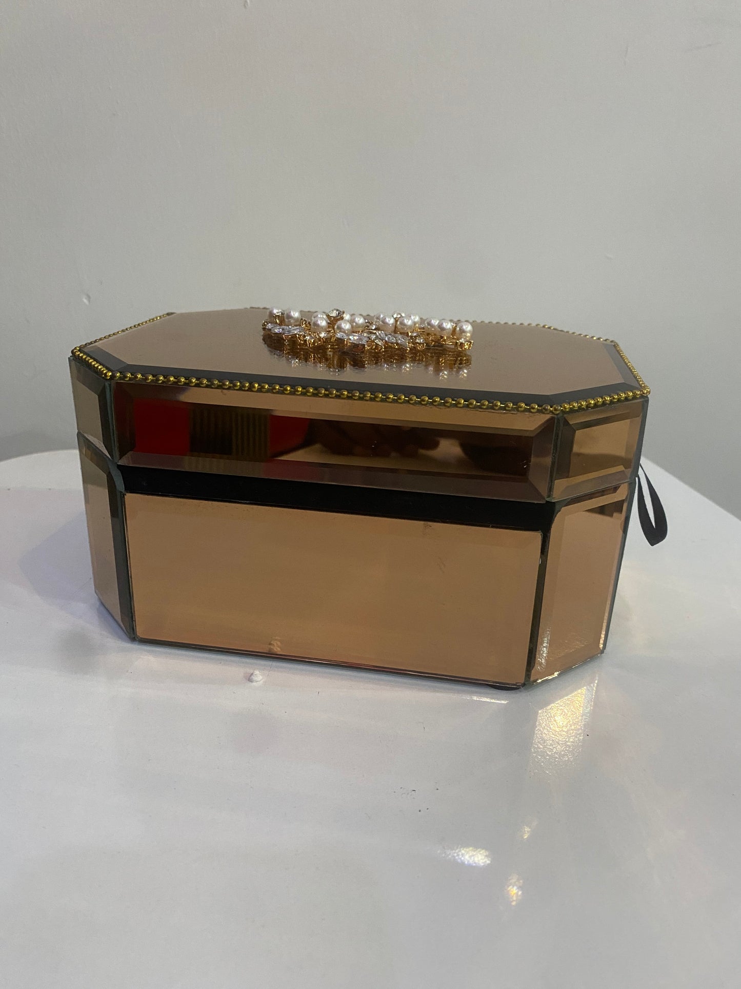 Bronze Reflective Jewellery Box 9x18cm
