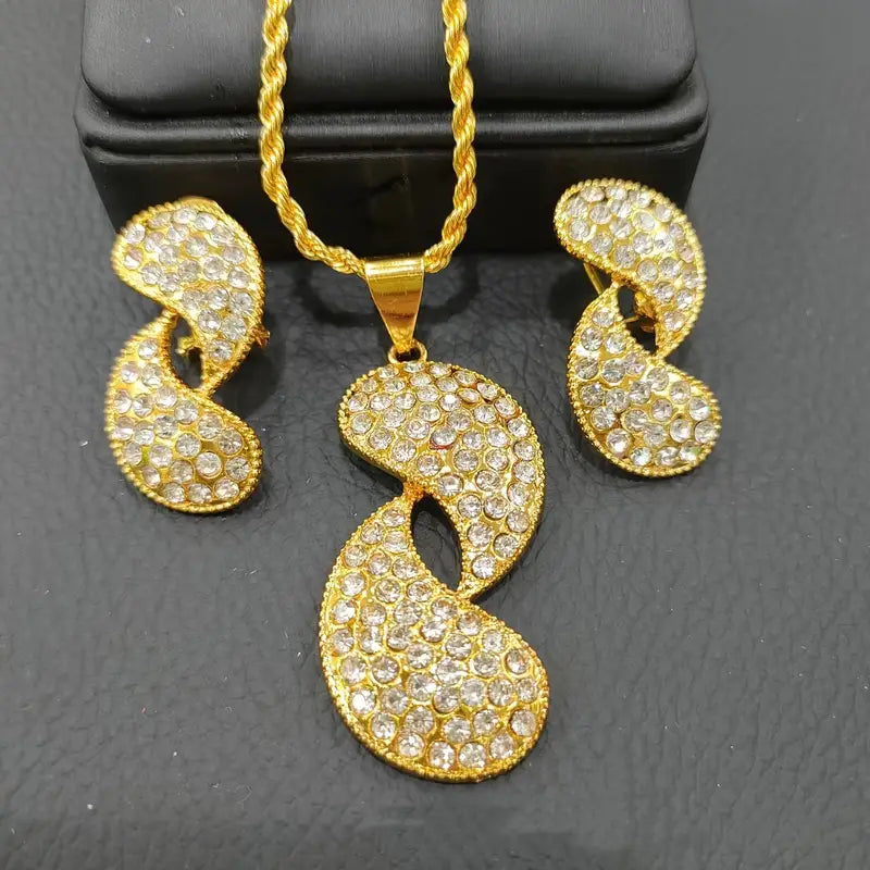 24k Gold plated corn chain 2piece Necklace set SJP