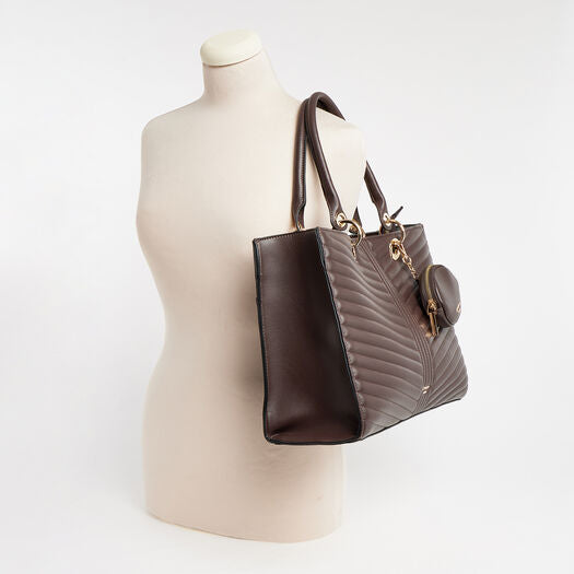 Dune  Brown Quilted Shoulder Bag