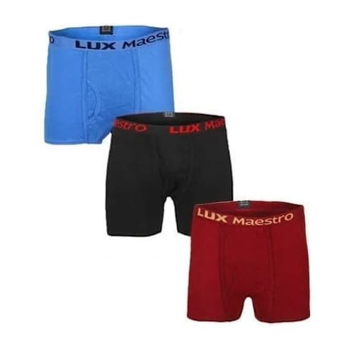 De Lynn Lux Maestro 3pc interlock trunk 100% cotton boxer with broad band for better grip and long lasting fit  Color: maroon, blue and black