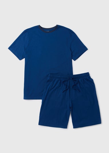 Matalan Blue Basic T-Shirt & Shorts Pyjama Set