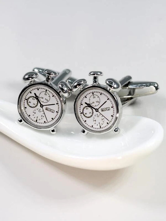 Fashionable and Popular Men Clock Design Cufflink Copper for Jewelry Gift and for a Stylish Look