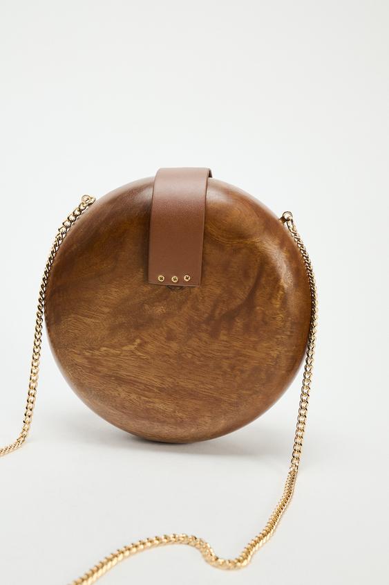 ZARA WOODEN MINAUDIÈRE CLUTCH PURSE