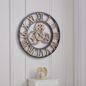 Industrial Large Luxury Silent Wall Clock for Home Decor - Gold