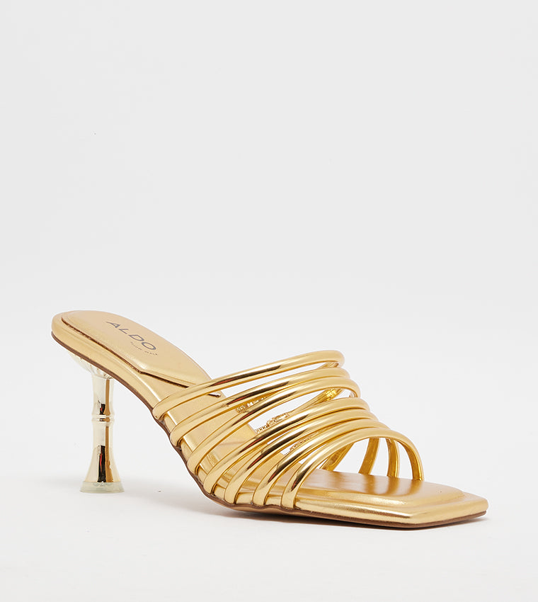 Aldo HARPA Strappy Sculptural Heel Sandals: Gold
