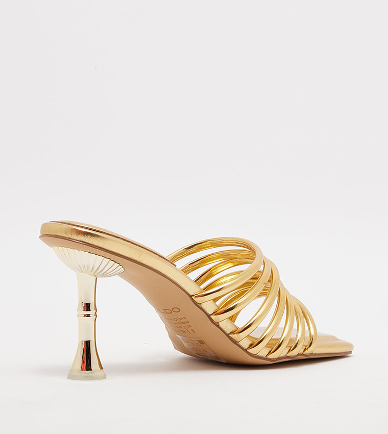 Aldo HARPA Strappy Sculptural Heel Sandals: Gold