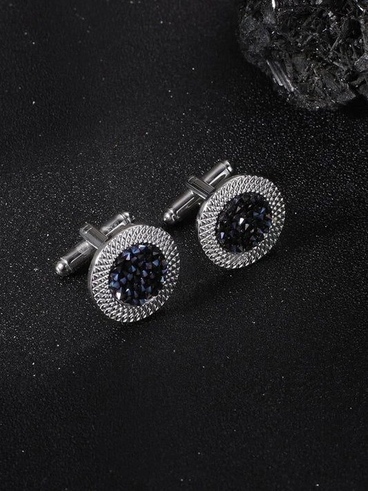 Fashionable and Popular Men Gemstone Decor Cufflinks Stainless Steel for Jewelry Gift and for a Stylish Look