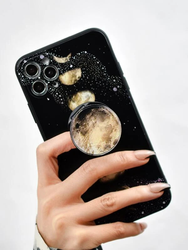 Moon Pattern Phone Case With Stand-Out Phone Grip