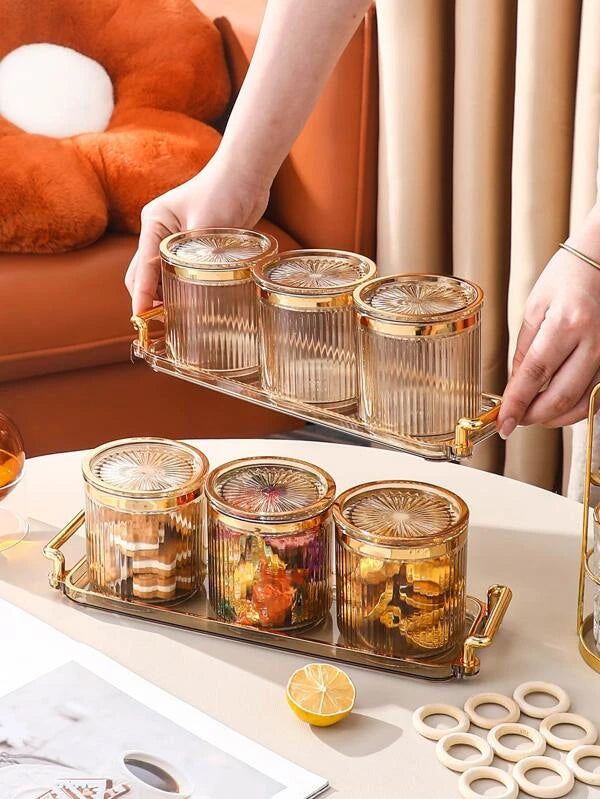 4pcs/set PS Food Tray, Modern Square Tray With Storage Box For Coffee Table, Dining Table
