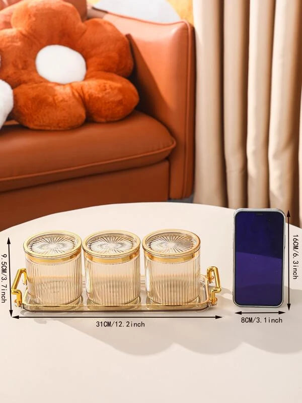 4pcs/set PS Food Tray, Modern Square Tray With Storage Box For Coffee Table, Dining Table