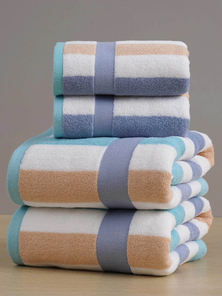 1pc Striped Pattern Bath Towel - Blue