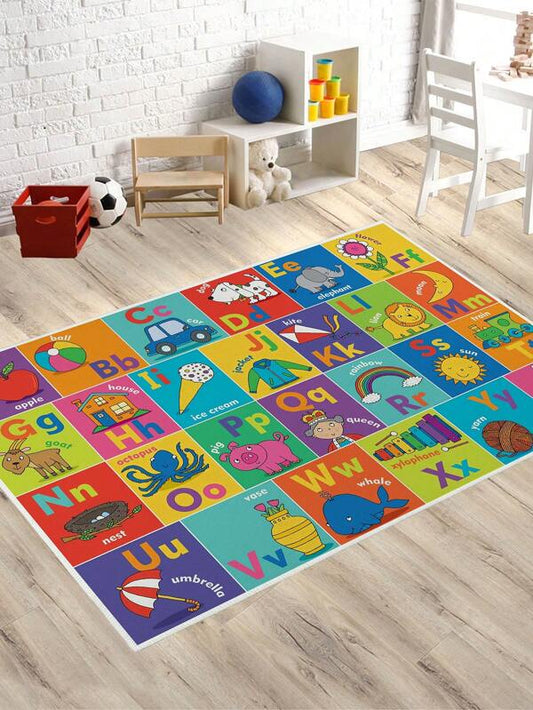 SHEIN 1pc Polyester Rug, Cute Cartoon Octopus & Letter Graphic Bedroom Rug For Living Room: 80*120