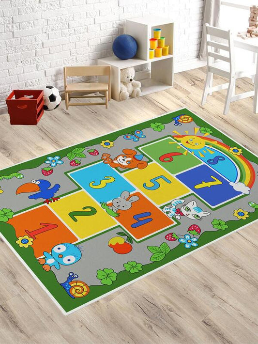 SHEIN Cartoon Graphic Rug, Educational Learning And Fun Game Play Area Non-slip Kids Carpet, For Living Room, Bedroom