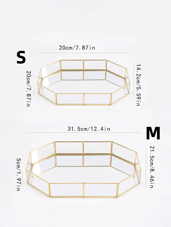 SHEIN 1pc Glass Jewelry Tray, Geometric Design Jewelry Organizer For Home: Medium