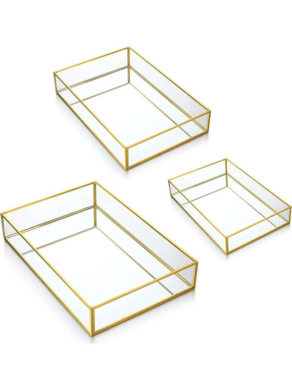 SHEIN 1pc Glass Jewelry Tray, Modern Rectangle Shaped Jewelry Tray For Home