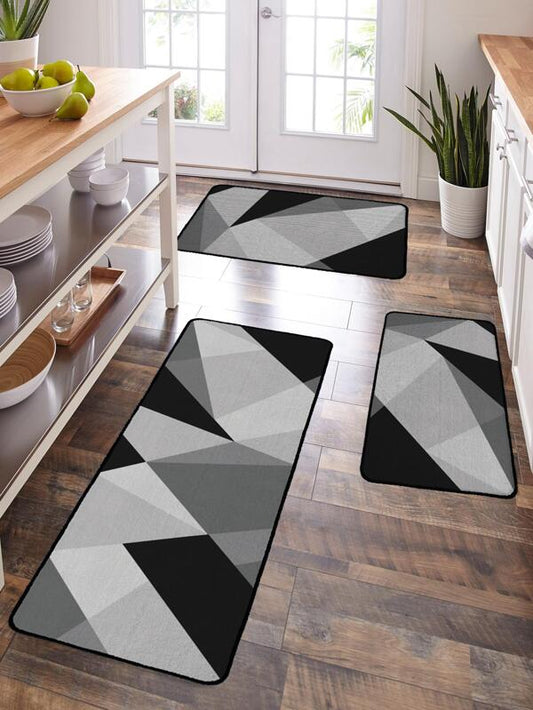 1pc Geometric Pattern Kitchen Mat, Modern Polyester Anti-slip Kitchen Rug For Kitchen