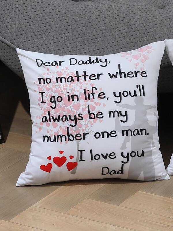 SHEIN 1pc Slogan Graphic Cushion Cover Without Filler, Dear Daddy Inscription