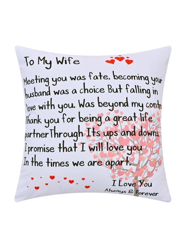 SHEIN 1pc Slogan Graphic Cushion Cover Without Filler, To my Wife