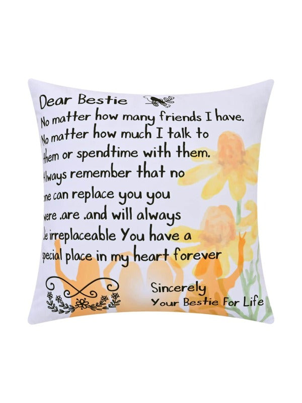 SHEIN 1pc Slogan Graphic Cushion Cover Without Filler, To my Bestie