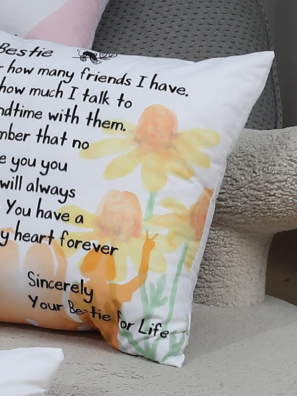 SHEIN 1pc Slogan Graphic Cushion Cover Without Filler, To my Bestie