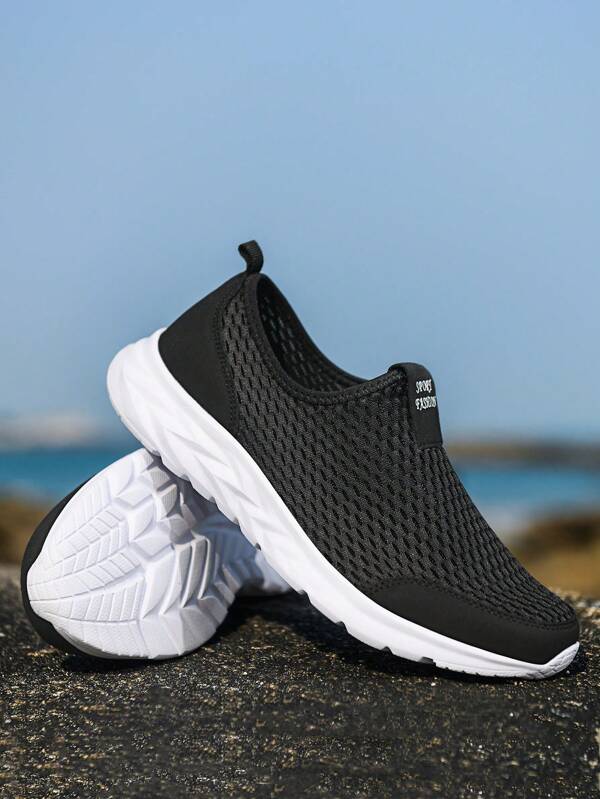 Men Slip On Patch Detail Outdoor Fabric Sneakers