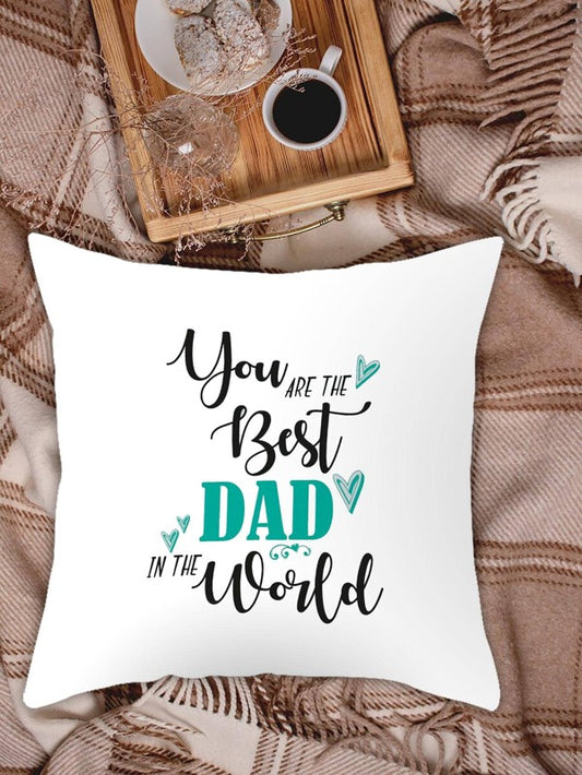 SHEIN 1pc Slogan Graphic Cushion Cover Without Filler, Best Dad with Green & Black Inscription