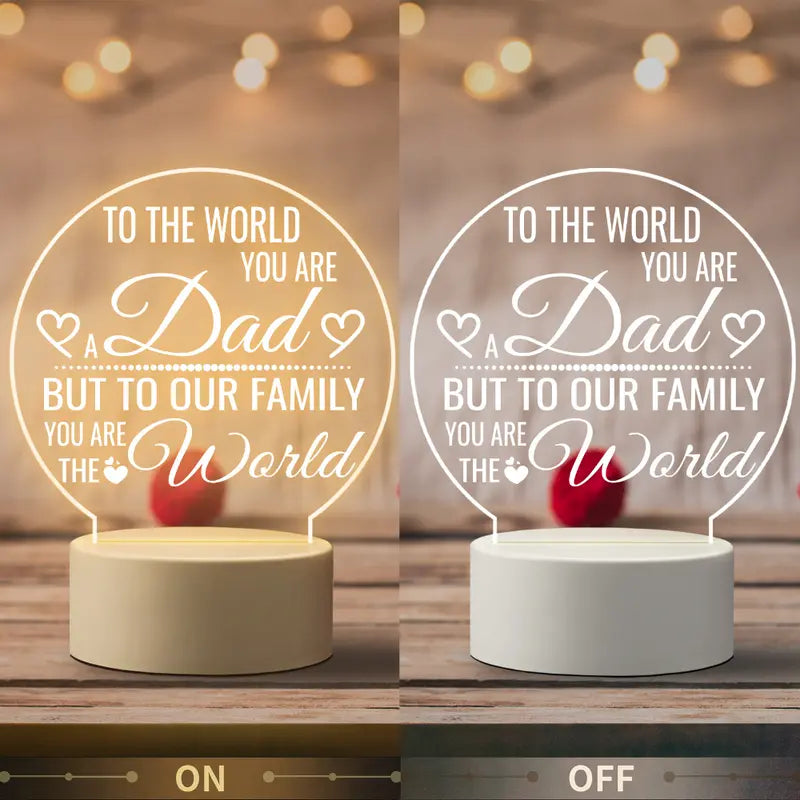 Gifts for Dad Acrylic Night Lights Engraved USB Low Power Night Lamps, Idea Dad Him Gifts for Christmas Birthday Wedding Anniversary, New Dad Gifts for Men