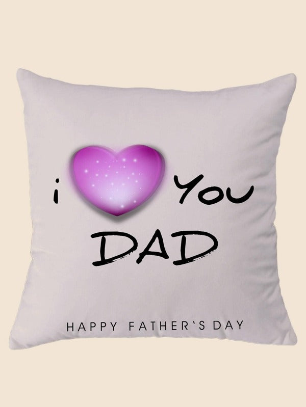 SHEIN1pc Heart & Slogan Graphic Cushion Cover Without Filler, I LOVE YOU DAB INSCRIPTION