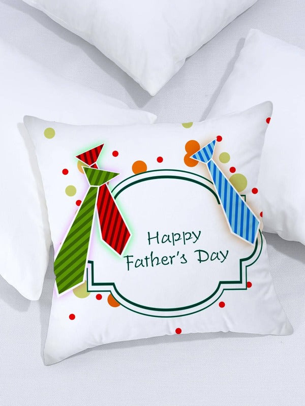 SHEIN 1pc Tie & Slogan Graphic Cushion Cover Without Filler, HAPPY FATHERS DAY