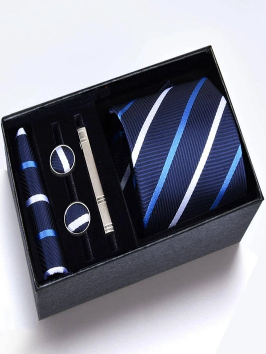 5pcs/set Men Striped Pattern Cufflinks Set, For Jewelry Gift And Party