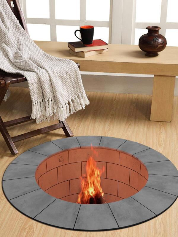 1pc 3d Fire Pit Printed Anti-slip And Wear-resistant Living Room Bedroom Carpet